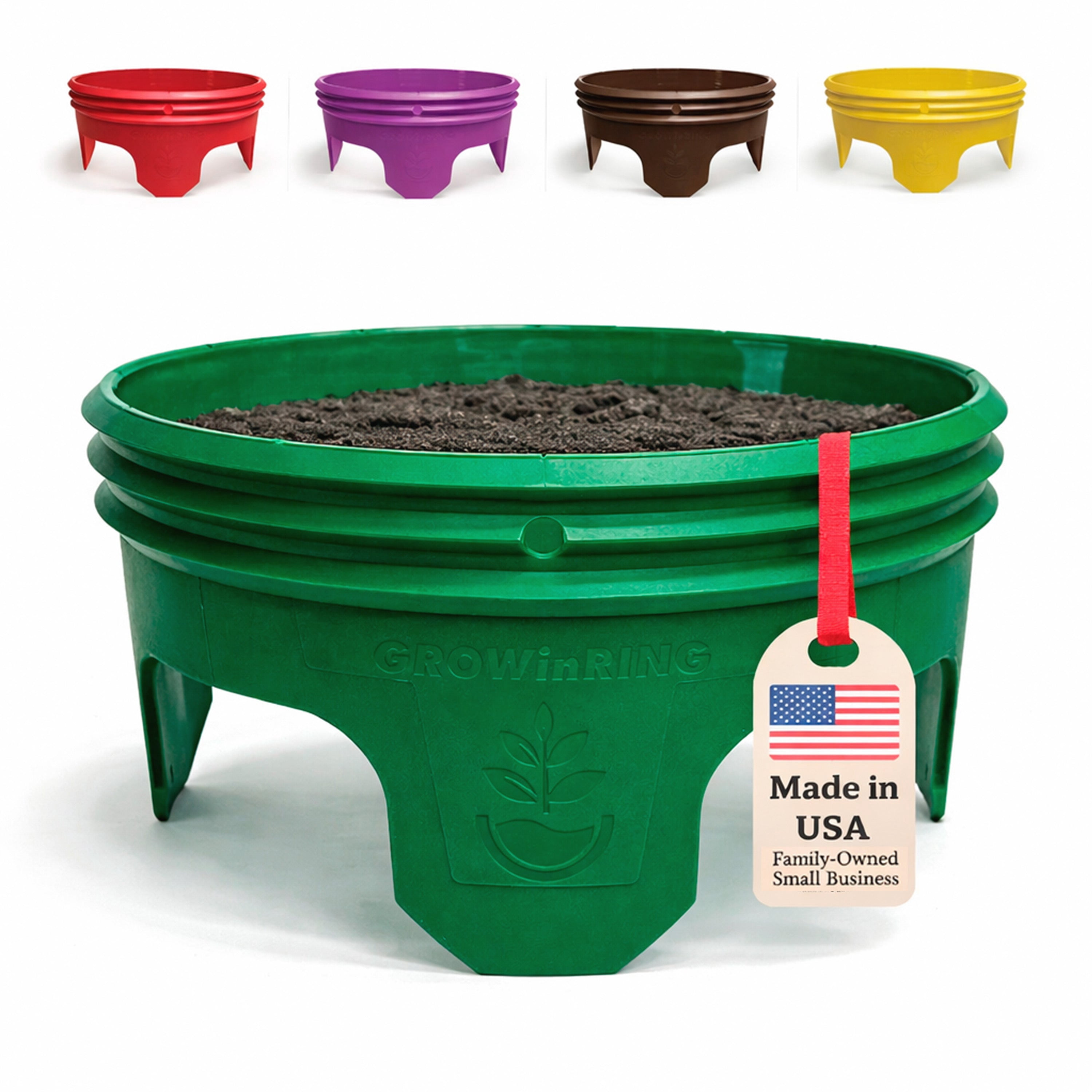 Rooted Promise 7 inch Solid Planting Grow Rings, Perfect for Deep Watering Veggies Herbs and Flowers, Protection and Edging of Garden Plants, Green, Made in The USA - Pack of 12