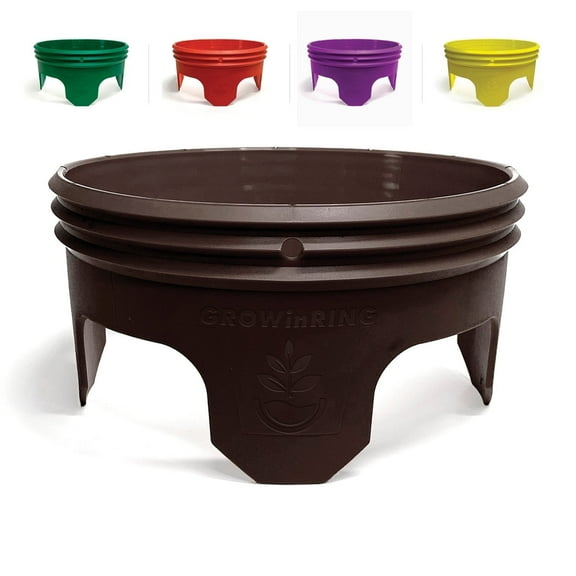 Planting Grow Rings, Round 7 inch, Perfect for Deep Watering Veggies Herbs and Flowers, Protection and Edging of Garden Plants, Brown, Made in The USA - Pack of 12