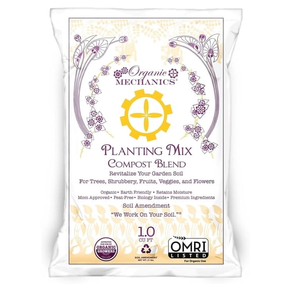 Planting Mix Compost Blend, 1 Cu Ft - Revitalizes Garden Soil with Compost, Pine , Coconut Coir, and Worm Castings for Raised Beds, Gardens & More - Peat-Free & Eco-Friendly