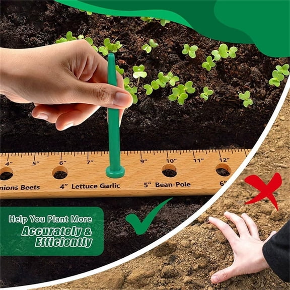 Planting Ruler 31.5 Inch, Wooden Garden Planting Ruler, Foldable Seed Spacing Tool for Vegetables Herbs and Flowers, Garden Measuring Tool for Row Planting(Green)