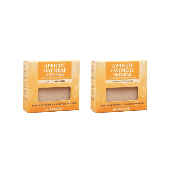 Plantlife Apricot Oatmeal Bar Soap 2-Pack – Natural Exfoliating Soap for Gentle Cleansing, Skincare & Aromatherapy – 4 oz Each