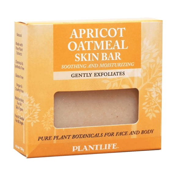 Plantlife Apricot Oatmeal Bar Soap – Natural Moisturizing & Exfoliating Face & Body Cleanser – 4 oz