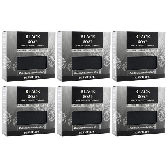 Plantlife Black 6-Pack Bar Soap - Moisturizing and Soothing Soap for Your Skin - Hand Crafted Using Plant-Based Ingredients - Made in California 4oz Bar