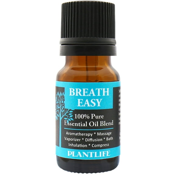Plantlife Breath Easy Aromatherapy Essential Oil Blend - Straight From The Plant 100% Pure Therapeutic Grade - No Additives or Fillers - Made in California 10 ml