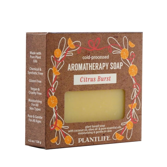 Plantlife Citrus Burst Bar Soap Bright Citrus Essential Oil Blend, Plant Based Cleansing Soap for Hands and Body