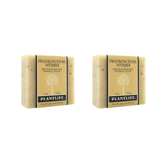 Plantlife Frankincense Myrrh 2-Pack Bar Soap - Moisturizing and Soothing Soap for Your Skin - Hand Crafted Using Plant-Based Ingredients - Made in California 4oz Bar