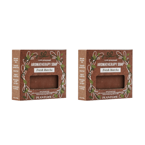 Plantlife Fresh Matcha Bar Soap 2 Pack  Green Tea Inspired Essential Oil Blend, Plant Based Cleansing Soap for Hands and Body