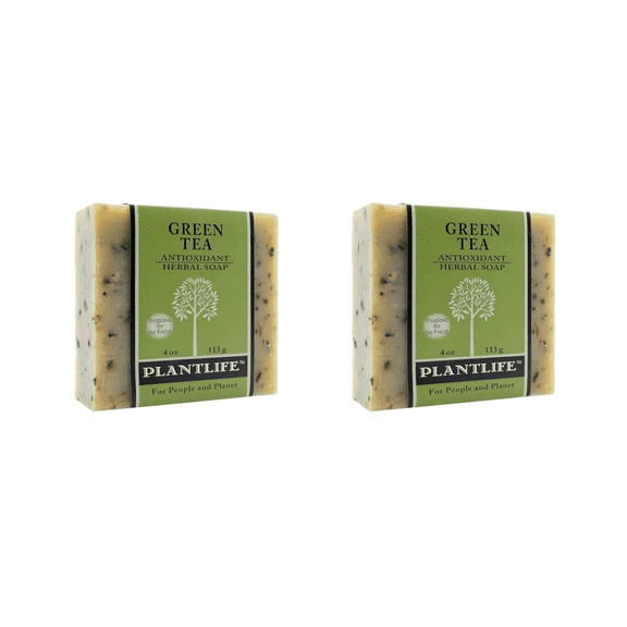 Plantlife Green Tea Bar Soap 2 Pack, 4 oz Each – Moisturizing, Plant-Based, Made in California