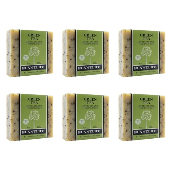 Plantlife Green Tea 6-Pack Bar Soap - Moisturizing and Soothing Soap for Your Skin - Hand Crafted Using Plant-Based Ingredients - Made in California 4oz Bar