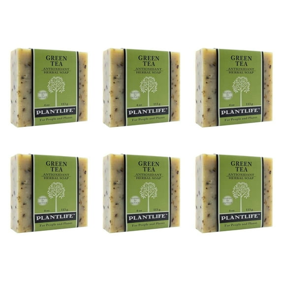 Plantlife Green Tea 6-Pack Bar Soap - Moisturizing and Soothing Soap for Your Skin - Hand Crafted Using Plant-Based Ingredients - Made in California 4oz Bar