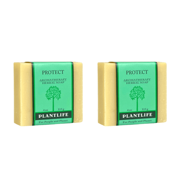 Plantlife Protect Bar Soap 2 Pack Invigorating Essential Oil Blend, Plant-Based Cleansing Bar