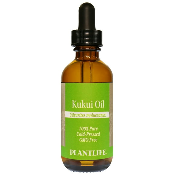 Plantlife Kukui Oil 100% Pure Cold-Pressed, GMO-Free Natural Oil for Skin Moisturizing, Hair Care & Healing 2 oz