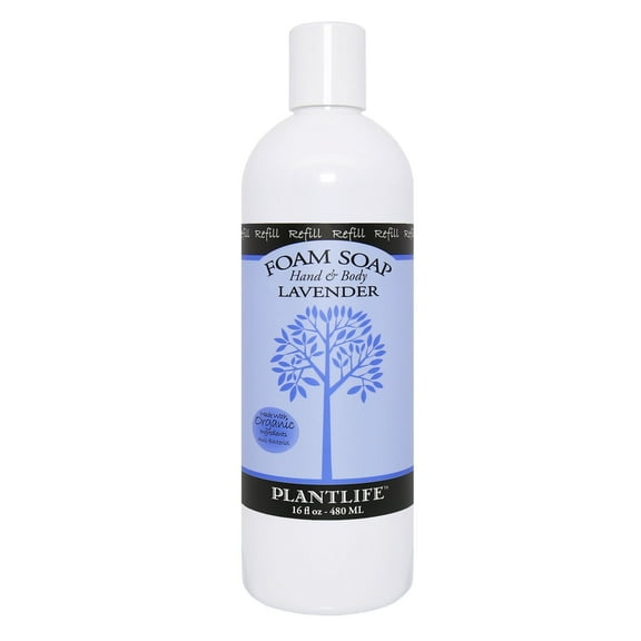 Plantlife Lavender Foam Soap Refill  Gentle, Plant-Based Hand & Body Wash for All Skin Types, Made in California, 16 oz