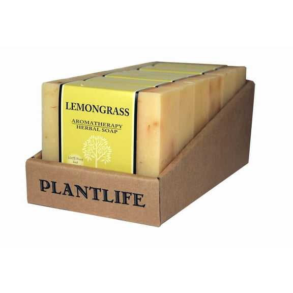 Plantlife Lemongrass 6-Pack Bar Soap - Moisturizing and Soothing Soap for Your Skin - Hand Crafted Using Plant-Based Ingredients - Made in California 4oz Bar