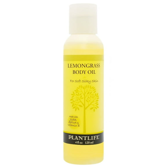 Plantlife Lemongrass Body Oil  Refreshing, Fast-Absorbing Moisturizer with Plant-Based Oils, Made in California, 4 oz