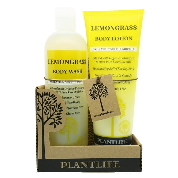 Plantlife Lemongrass Body Wash & Lotion Set – Natural, GMO-Free, Gluten-Free Skin Care Duo with Organic Ingredients
