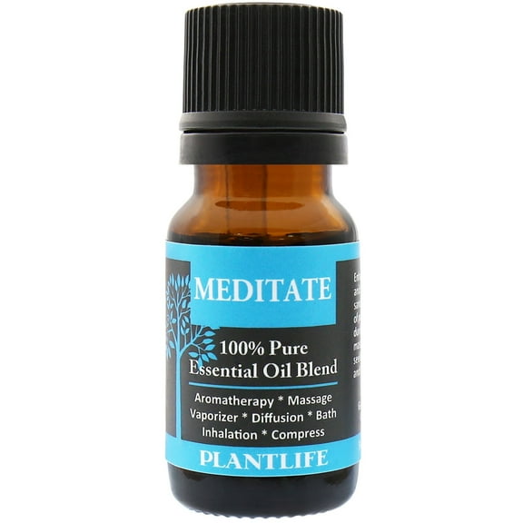 Plantlife Meditate Aromatherapy Essential Oil Blend - Straight From The Plant 100% Pure Therapeutic Grade - No Additives or Fillers - Made in California 10 ml