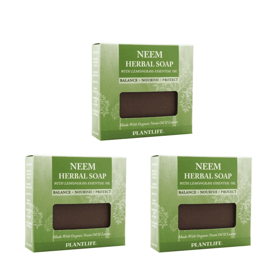 Plantlife Neem 3-Pack Bar Soap - Moisturizing and Soothing Soap for Your Skin - Hand Crafted Using Plant-Based Ingredients - Made in California 4oz Bar
