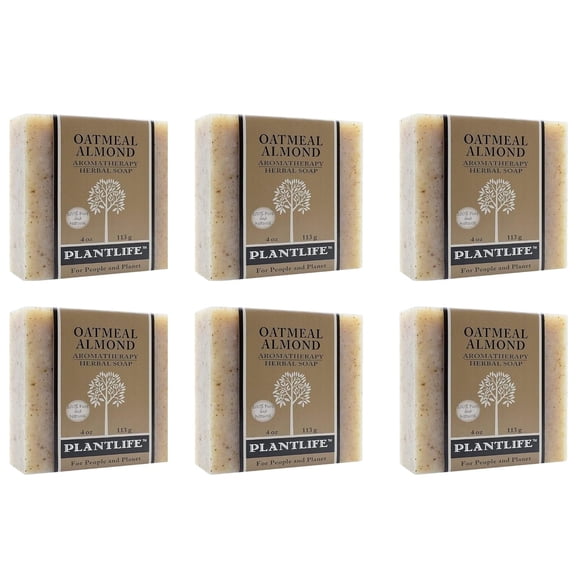 Plantlife Oatmeal Almond 6-Pack Bar Soap - Moisturizing and Soothing Soap for Your Skin - Hand Crafted Using Plant-Based Ingredients - Made in California 4oz Bar
