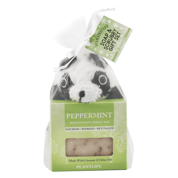 Plantlife Panda Bear Ramie with a Peppermint Soap Set - Moisturizing and Soothing Soap for Your Skin - Hand Crafted Using Plant-Based Ingredients - Made in California 4oz Bar
