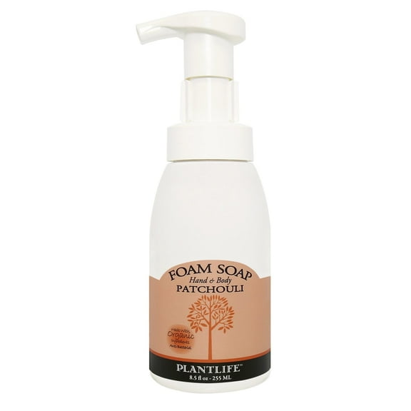 Plantlife Patchouli Foam Soap Earthy, Moisturizing Hand & Body Wash with Plant-Based Ingredients, Made in California, 8.5 oz
