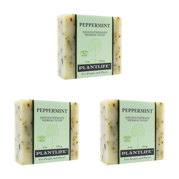 Plantlife Peppermint 3-Pack Bar Soap - Moisturizing and Soothing Soap for Your Skin - Hand Crafted Using Plant-Based Ingredients - Made in California 4oz Bar
