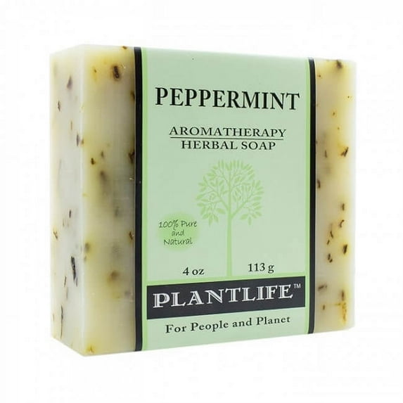 Plantlife Peppermint Aromatherapy Herbal Soap Bar with Natural Ingredients - Moisturizing Cleanse for Dry & Sensitive Skin - 4 oz