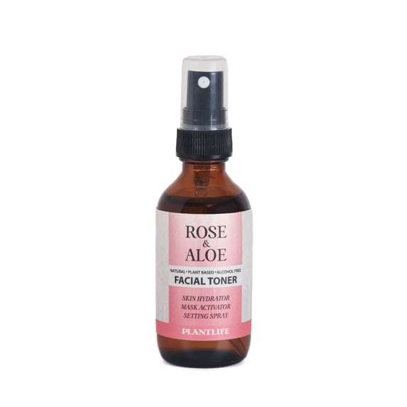 Plantlife Rose & Aloe Facial Toner – Hydrating, Alcohol-Free Toner for All Skin Types, Vegan, 3-in-1 Daily Spray, Made in California, 2 fl oz