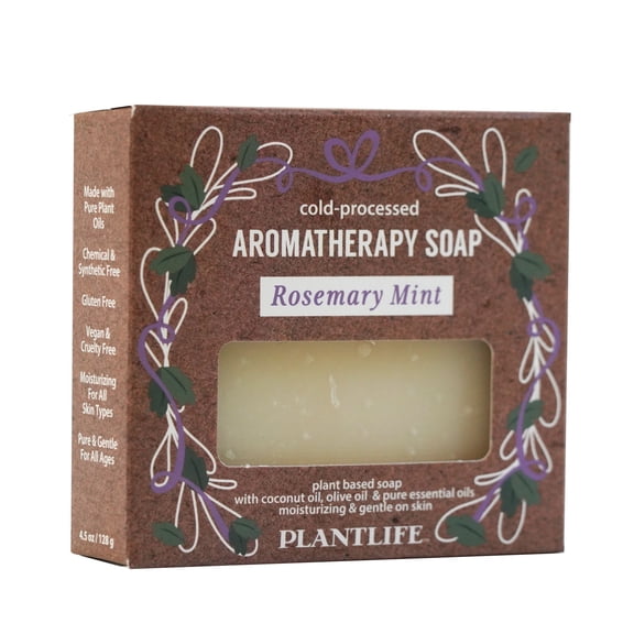 Plantlife Rosemary Mint Bar Soap Refreshing Herbal Essential Oil Blend, Plant Based Cleansing Soap for Hands and Body