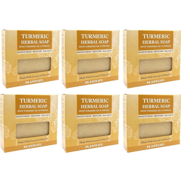 Plantlife Turmeric 6-Pack Bar Soap - Moisturizing and Soothing Soap for Your Skin - Hand Crafted Using Plant-Based Ingredients - Made in California 4oz Bar