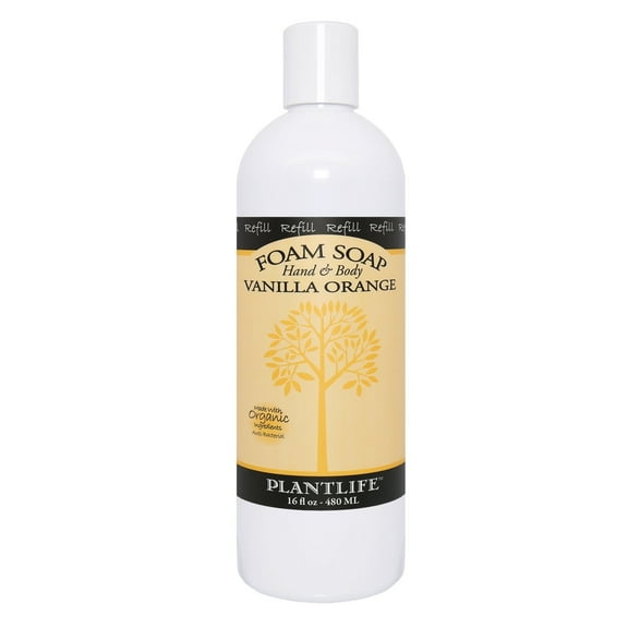Plantlife Vanilla Orange Foam Soap Refill  Moisturizing, Plant-Based Hand & Body Wash for All Skin Types, Made in California, 16 oz