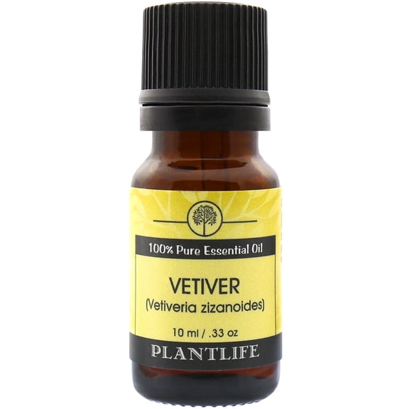 Plantlife Vetiver Aromatherapy Essential Oil - Straight From The Plant 100% Pure Therapeutic Grade - No Additives or Fillers - 10 ml
