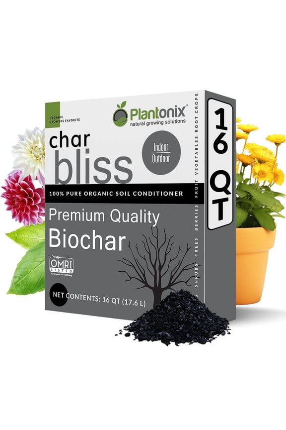 Char Bliss Premium Wood Biochar Soil Amendment 16 Quarts