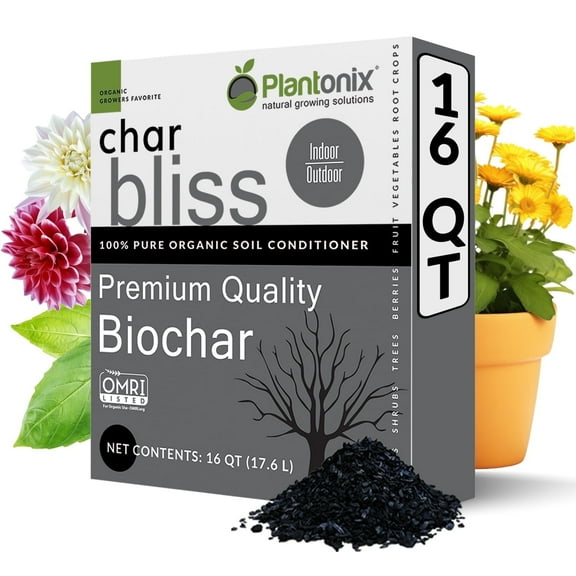 Plantonix Char Bliss Premium Wood Biochar Soil Amendment 16 Quarts