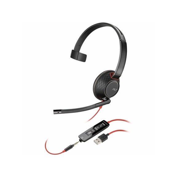 HP Poly Blackwire 5210 Headset Mono USB Type C, USB, Mini-phone (3.5mm) Wired 20 kHz On-ear Monaural Supra-aural Noise Cancelling Microphone Model 80R98AA