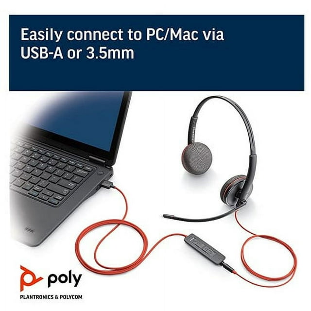 Plantronics Blackwire C3225 (USB A) Headset Connects to PC / Tablet / Mobile Devices (209747-101)