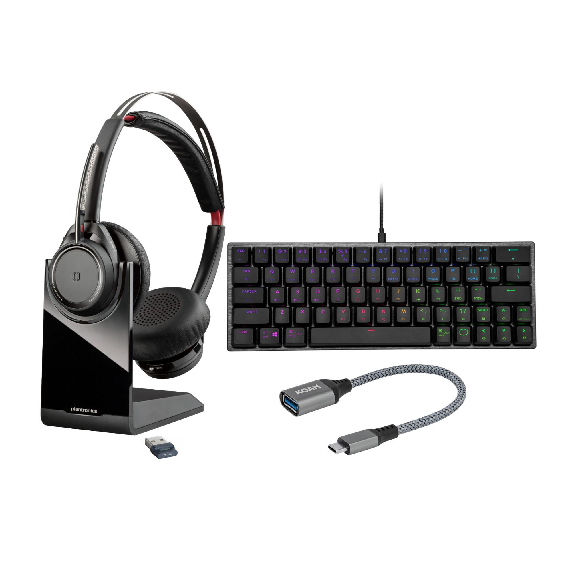 Plantronics Poly Voyager UC Bluetooth Headset with Gaming Keyboard and ...