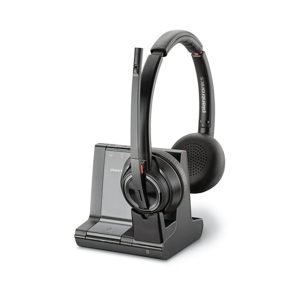 Plantronics - Savi 8220 Office Wireless DECT Headset (Poly) - Dual Ear (Stereo) - Compatible to connect to PC/Mac or to Cell Phone via Bluetooth - Works with Teams (Certified), Zoom