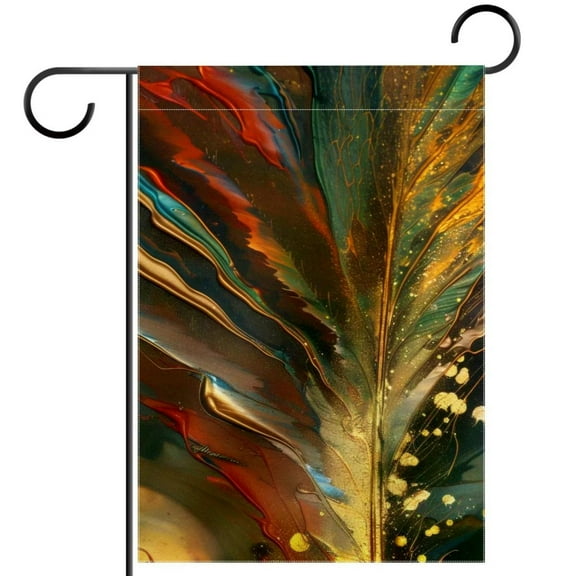 Plants Abstract Texture Gold Element Garden Flag Double Sided House Flag for Outdoor Home, Personalized All Year Round Yard Decor 12 x 18 Inch