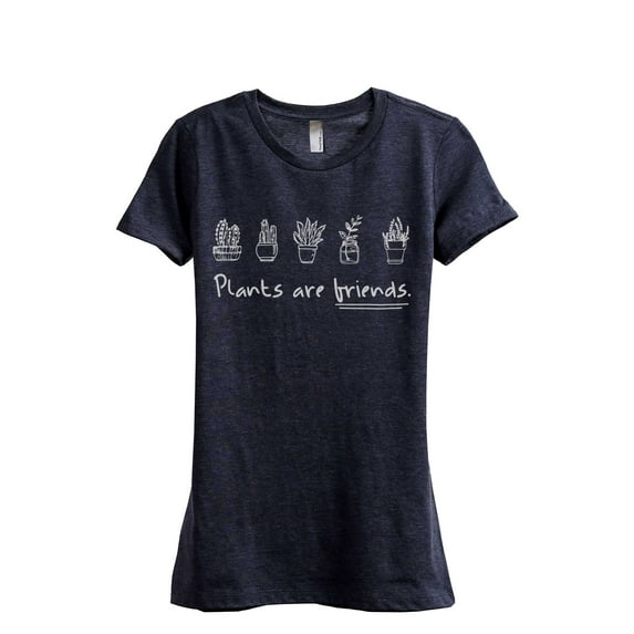 Plants Are Friends Women's Fashion Relaxed T-Shirt Tee Heather Navy Small
