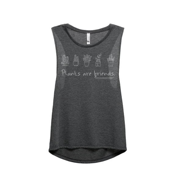 Plants Are Friends Women's Fashion Sleeveless Muscle Tank Top Tee Charcoal Grey Small