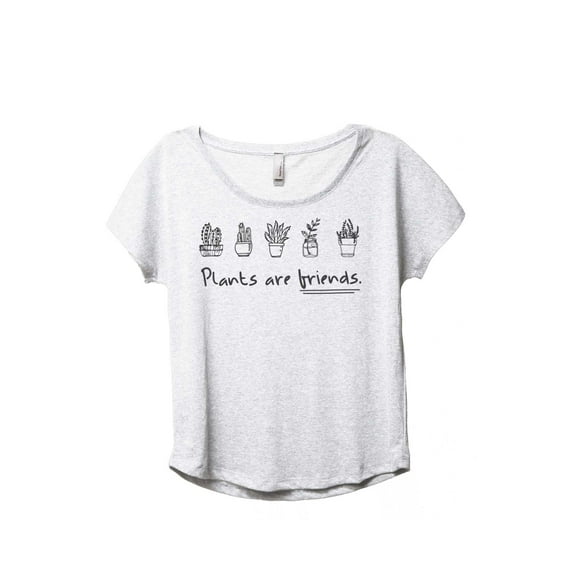 Plants Are Friends Women's Fashion Slouchy Dolman T-Shirt Tee Heather White 3X-Large