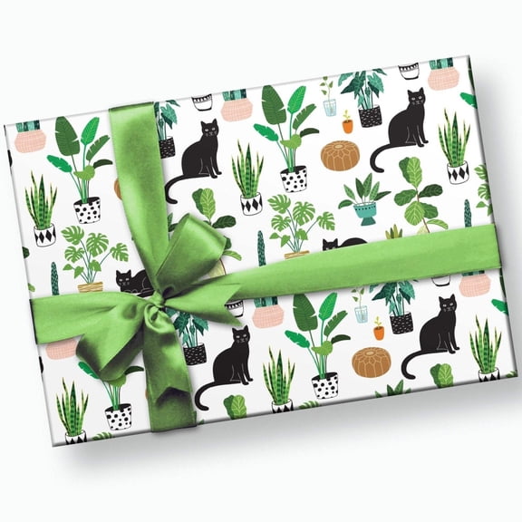 Plants Cats Gift Wrapping Paper