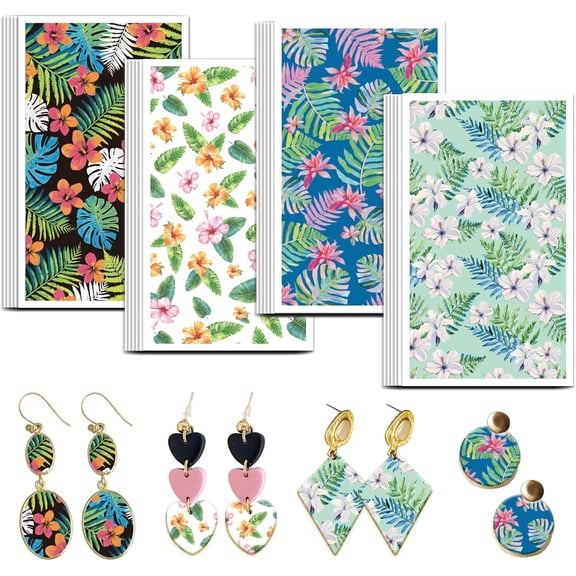 Plants Clay Transfer Paper 4 Designs 24pcs Polymer Clay Transfer Sheets for Jewelry Making
