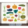 thumbnail image 1 of Plants Curtains 2 Panels Set, Pumpkin Squash Onions Pears Grapes Apples Compilation of Vegetable Types Slogans, Window Drapes for Living Room Bedroom, 108"W X 90"L,Multicolor, by Ambesonne, 1 of 3