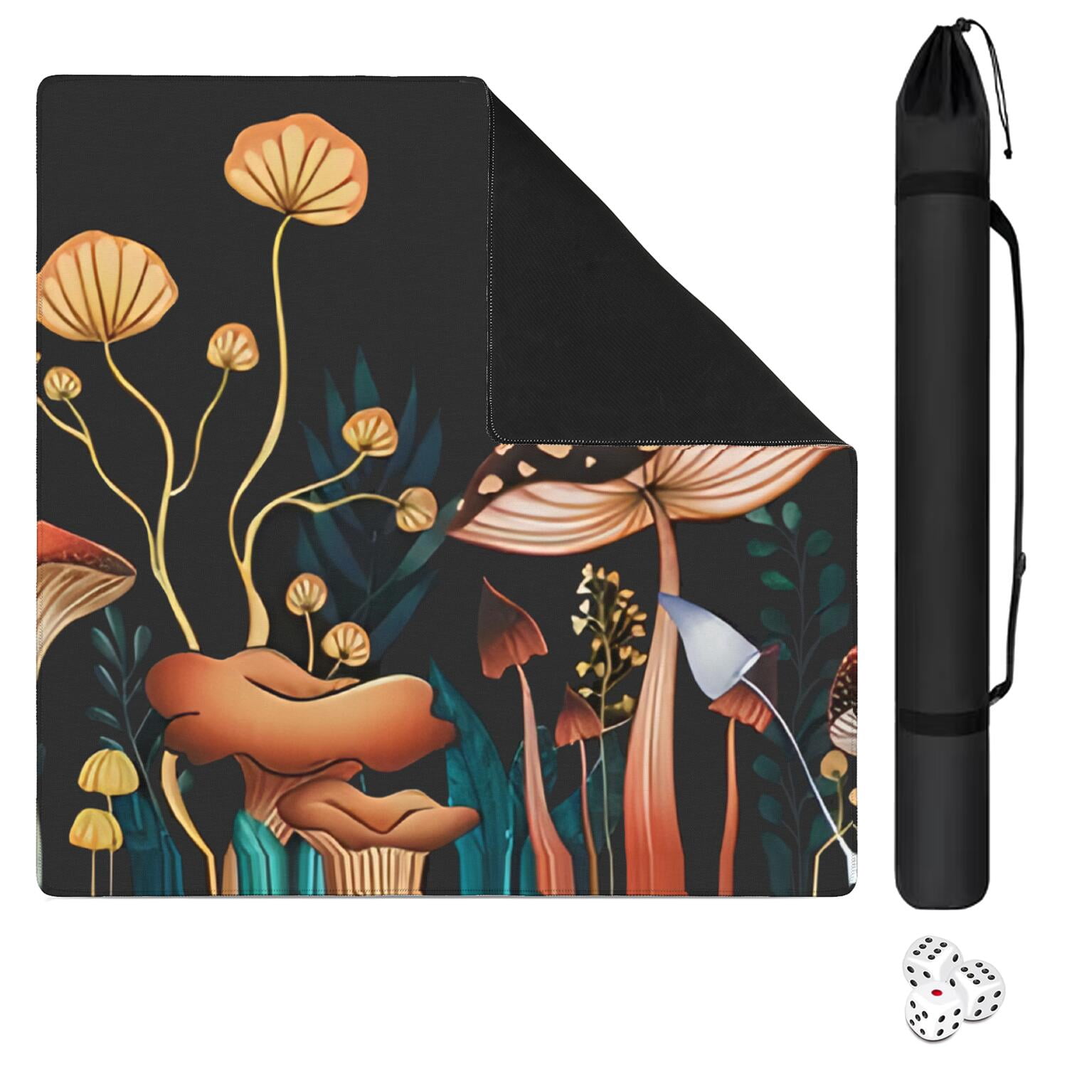 Plants Design Mahjong Table Mat 31.5x31.5 Inches Crafted from Durable Rubber with Anti-Slip Non-Slip Backing and Noise Dampening for Board Games Cards