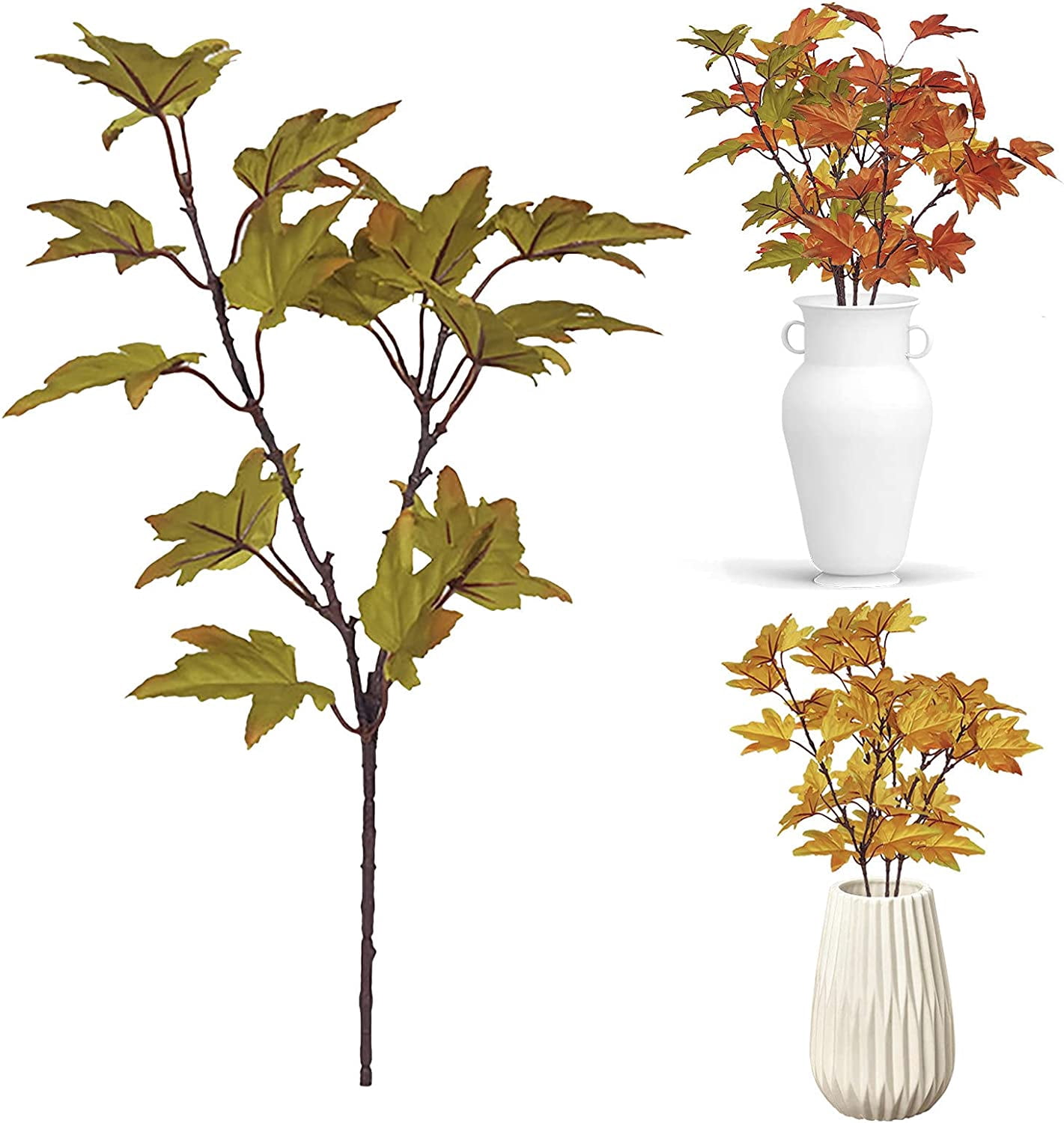 Plants Fake 4 Branch Decor Maple Artificial Kitchen for Home Leaves ...