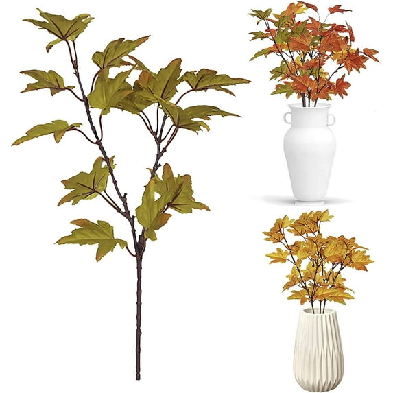 Plants Fake 4 Branch Decor Maple Artificial Kitchen for Home Leaves Thanksgiving Leaves Outdoor Stems Fall Artificial Flowers Small Fall Flower Arrangements Green