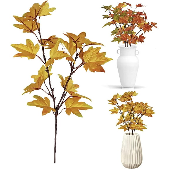 Plants Fake 4 Branch Decor Maple Artificial Kitchen for Home Leaves Thanksgiving Leaves Outdoor Stems Fall Artificial Flowers Small Fall Flower Arrangements Yellow