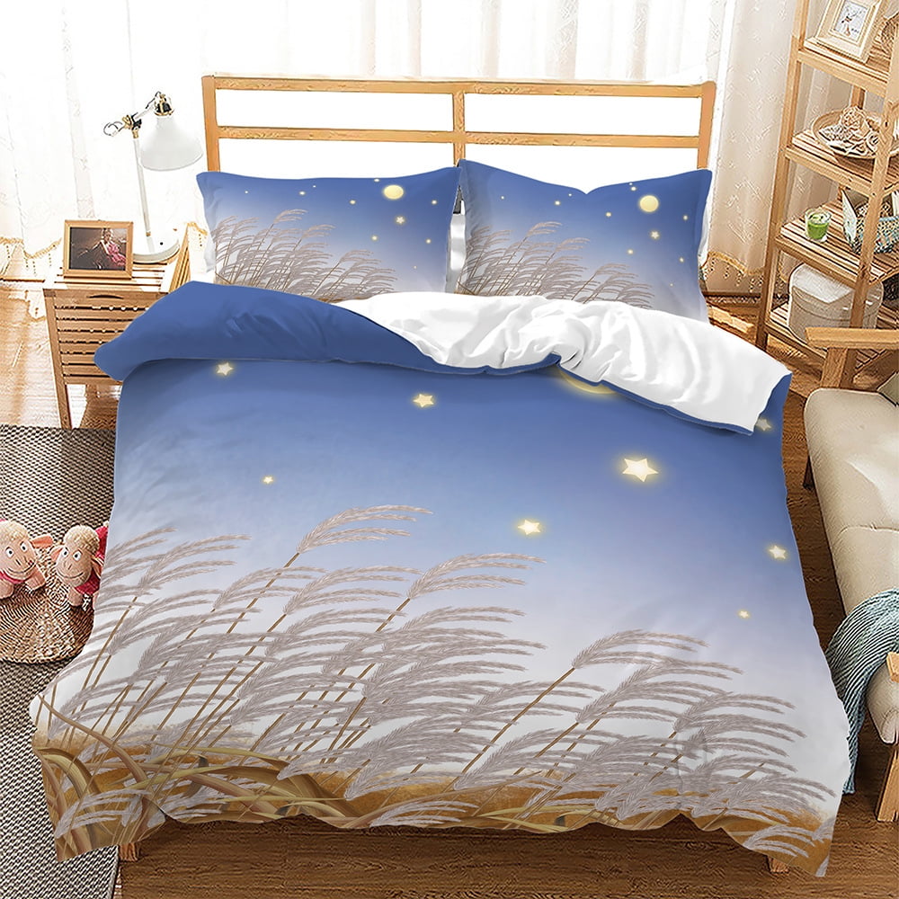 Plants Floral Printed Duvet Cover Daisy Flower and Lavender Bedding Set